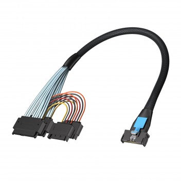 10Gtek MCIO 8X SFF-TA-1016 to 2x U.2 SFF-8639 with 15pin SATA power, 0.75m(2.46ft)