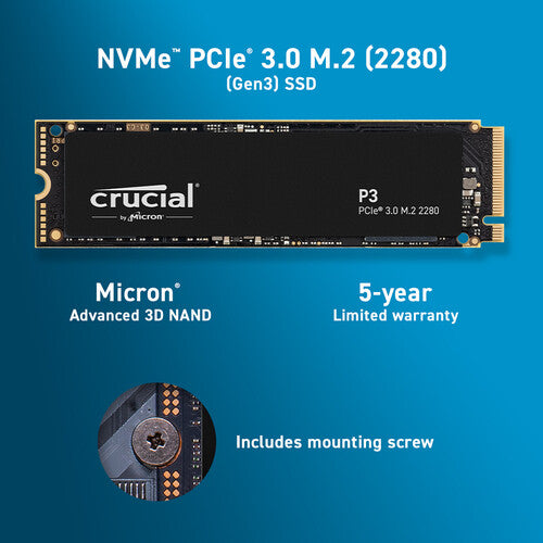 Crucial P3 NVMe PCIe 3.0 M.2 1TB Internal SSD