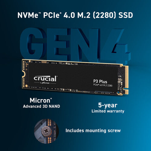 Crucial 500GB P3 Plus NVMe PCIe 4.0 M.2 Internal SSD